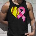 Softball Heart Pink Ribbon Warrior Breast Cancer Awareness Tank Top Gifts for Him