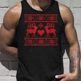 Ugly Christmas Sweater Deer And Hearts Tank Top Gifts for Him
