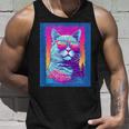 Vaporwave Cat Wearing Sunglasses Unisex Tank Top Gifts for Him