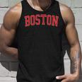 Vintage Boston Ma Varsity Style Red Text Unisex Tank Top Gifts for Him