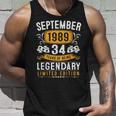 Vintage September 1989 34 Years Old 34Th Birthday Tank Top Gifts for Him