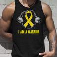 I Am A Warrior Childhood Cancer Awareness Gold Ribbon Tank Top Gifts for Him