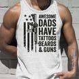 Awesome Dads Have Tattoos Beards & Guns - Funny Dad Gun Unisex Tank Top Gifts for Him