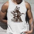 Bear Playing Guitar Players Music Gift Dad Rock N Roll Unisex Tank Top Gifts for Him