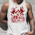 Bloody Handprint Red Blood Splatters Zombie Outbreak Costume Handprint Tank Top Gifts for Him