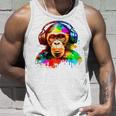 Chimpanzee With Headphones Unisex Tank Top Gifts for Him