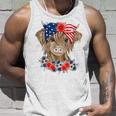 Highland Cow Heifer Bandana American Flag 4Th Of July Unisex Tank Top Gifts for Him