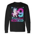 9 Years Old Flossing Unicorn 9Th Birthday Girl Party Long Sleeve T-Shirt Gifts ideas