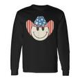 American Smile Face Cowboy Cowgirl 4Th Of July Howdy Rodeo Long Sleeve T-Shirt Gifts ideas