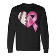 Baseball Heart Pink Ribbon Warrior Breast Cancer Awareness Long Sleeve T-Shirt Gifts ideas
