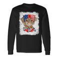 Bleached 4Th Of July Long Haired Calf Usa Patriotic Cow Long Sleeve T-Shirt Gifts ideas