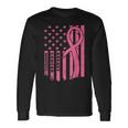 Breast Cancer Awareness Flag Usa Breast Cancer Warrior Long Sleeve T-Shirt Gifts ideas