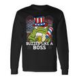 Buzzed Like A Boss 4Th Of July American Flag Frog Men Women Long Sleeve T-Shirt Gifts ideas