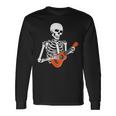 Cool Ukulele Skeleton Playing Guitar Instrument Halloween Long Sleeve T-Shirt Gifts ideas