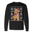 Cute Dog Santa Hat Ugly Christmas Sweater Holiday Long Sleeve T-Shirt Gifts ideas