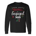 Our First Christmas Engaged 2023 Pajamas Couples Matching Long Sleeve T-Shirt Gifts ideas