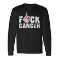 Fuck Cancer Skeleton Middle Breast Cancer Warrior Octocber Long Sleeve T-Shirt Gifts ideas