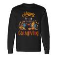 Happy Catsgiving Cute Black Cat Kitten Lover Thanksgiving Long Sleeve T-Shirt Gifts ideas