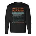 Marketing Manager Dictionary Noun Wizard Magician Long Sleeve T-Shirt Gifts ideas