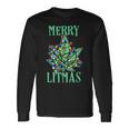 Merry Litmas Pot Leaf Christmas Tree Lights Marijuana Long Sleeve T-Shirt Gifts ideas