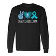 Peace Love Cure Polycystic Ovary Syndrome Pcos Teal Ribbon Long Sleeve Gifts ideas