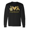 Peace Love Cure Yellow Ribbon Childhood Cancer Awareness Long Sleeve Gifts ideas