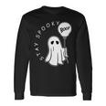Stay Spooky Boo Cute Ghost Halloween Spooky Season Pocket Long Sleeve T-Shirt Gifts ideas