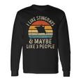 I Like Stingrays And Maybe 3 People Sea Animal Seafood Retro Long Sleeve T-Shirt Gifts ideas