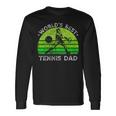 Vintage Retro Worlds Best Tennis Dad Silhouette Sunset Long Sleeve T-Shirt T-Shirt Gifts ideas