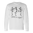 Dancing Skeleton Trick Or Trim Hairstylist Halloween Long Sleeve T-Shirt Gifts ideas