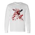 Horror Halloween Costume Knife Stab With Blood Splashes Halloween Costume Long Sleeve T-Shirt Gifts ideas