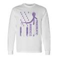Pancreatic Cancer Awareness Month American Flag Ribbon Long Sleeve T-Shirt Gifts ideas