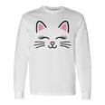 Women's Cat Face Whiskers Print Cosplay Kitty Love Halloween Long Sleeve T-Shirt Gifts ideas