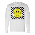 Yellow Smile Face Cute Checkered Peace Smiling Happy Face Long Sleeve Gifts ideas