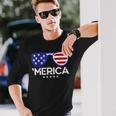 4Th Of July Merica Sunglasses Us American Flag Patriotic Patriotic Long Sleeve T-Shirt Gifts for Him