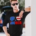 4Th Of July Shirt Merica Sunglasses All America Usa Flag Long Sleeve T-Shirt Gifts for Him