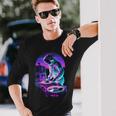Astronaut Dj Djing In Space Edm Cool Graphic Vaporwave Long Sleeve T-Shirt Gifts for Him