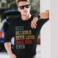 Beer Best Beards Beer Lovin Dog Dad Ever Father Papa Vintage Long Sleeve T-Shirt Gifts for Him