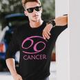 Cancer Zodiac Sign Pink Symbol Stars June July Birthday Long Sleeve T-Shirt Gifts for Him