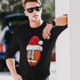 Christmas Football Ball Santa Hat Xmas Boys Team Sport Long Sleeve T-Shirt Gifts for Him