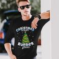Christmas Scrubs Rubber Gloves Scrub Top Cute Tree Lights Long Sleeve T-Shirt Gifts for Him
