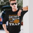 Clay Target Shooting Never Underestimate Grumpy Old Man Trap Long Sleeve T-Shirt Gifts for Him