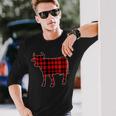 Cow Buffalo Plaid Costume Cow Lover Xmas Long Sleeve T-Shirt Gifts for Him