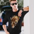 Cute Golden Retriever Puppy Dog Breaking Through Long Sleeve T-Shirt Gifts for Him