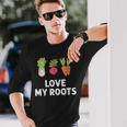 Cute I Love My Roots Toddler Root Vegetables Gardening Gardening Long Sleeve T-Shirt Gifts for Him