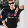 Cute Peace Love Dog Paw Usa Flag Patriotic Happy 4Th Of July Long Sleeve T-Shirt T-Shirt Gifts for Him