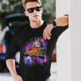 Dj Cat Eats Pizza In Galaxy Long Sleeve T-Shirt Gifts for Him