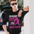 Excavator Crush Breast Cancer Awareness Pink Ribbon Boys Long Sleeve T-Shirt Gifts for Him