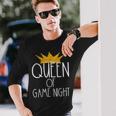 Queen Of Game Night Card Games Boardgame Winner Crown Long Sleeve T-Shirt Gifts for Him