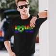 Gay Pride Brazilian Brazil Flag Long Sleeve T-Shirt T-Shirt Gifts for Him